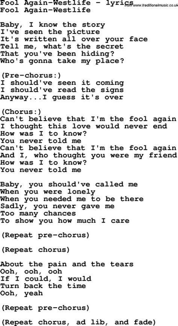(a) fool in love lyrics