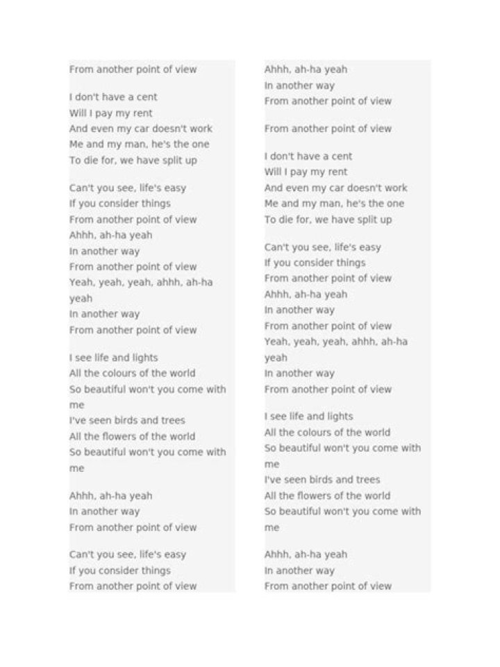 Another point of view lyrics