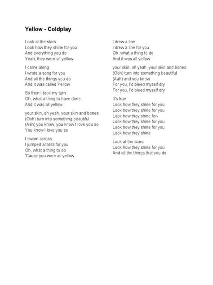 Coldplay Yellow Lyrics Spanish Translation