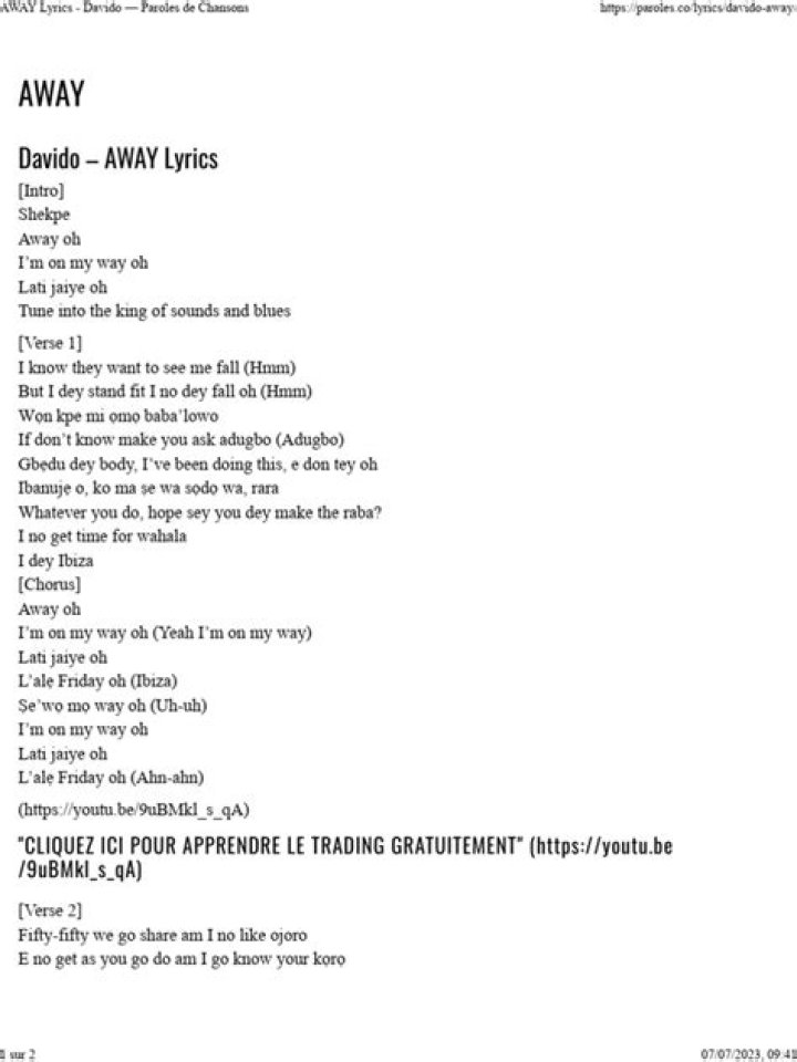 Davido away lyrics lyrics