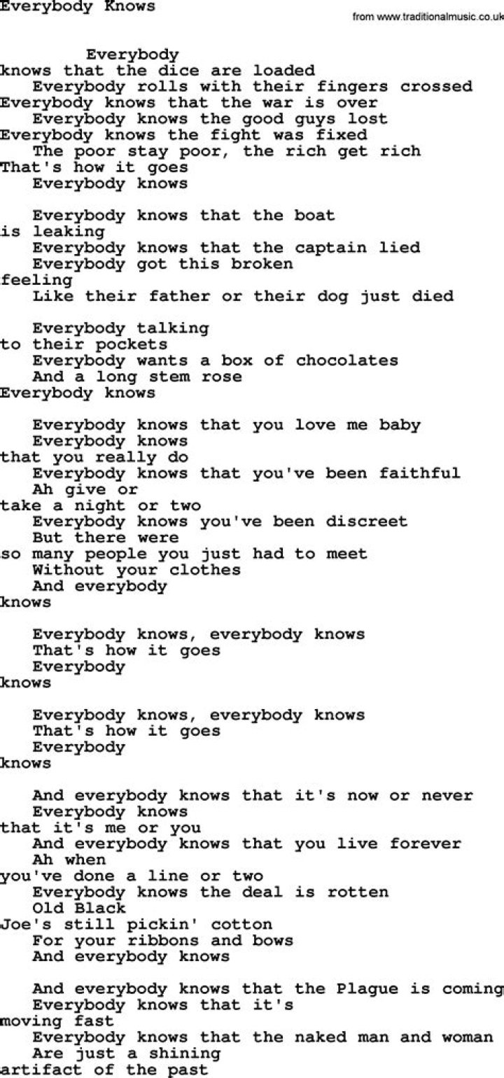 Everybody knows but me lyrics