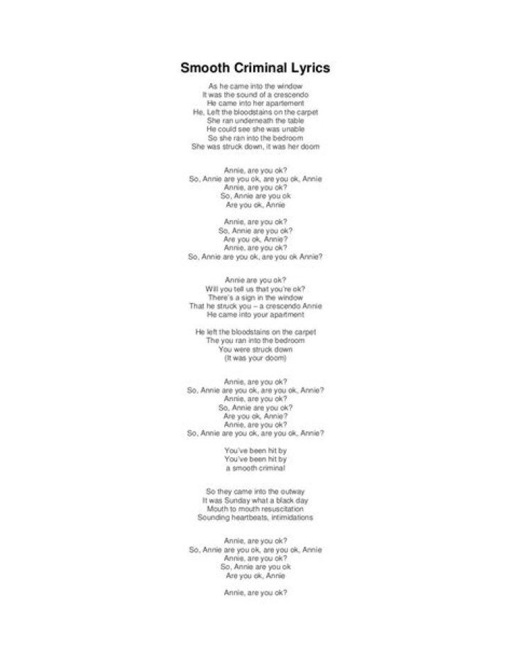 Figurative language smooth criminal lyrics