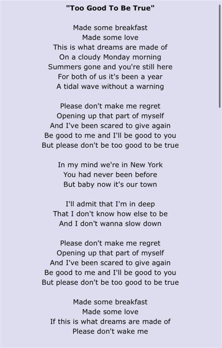 Good to be true lyrics
