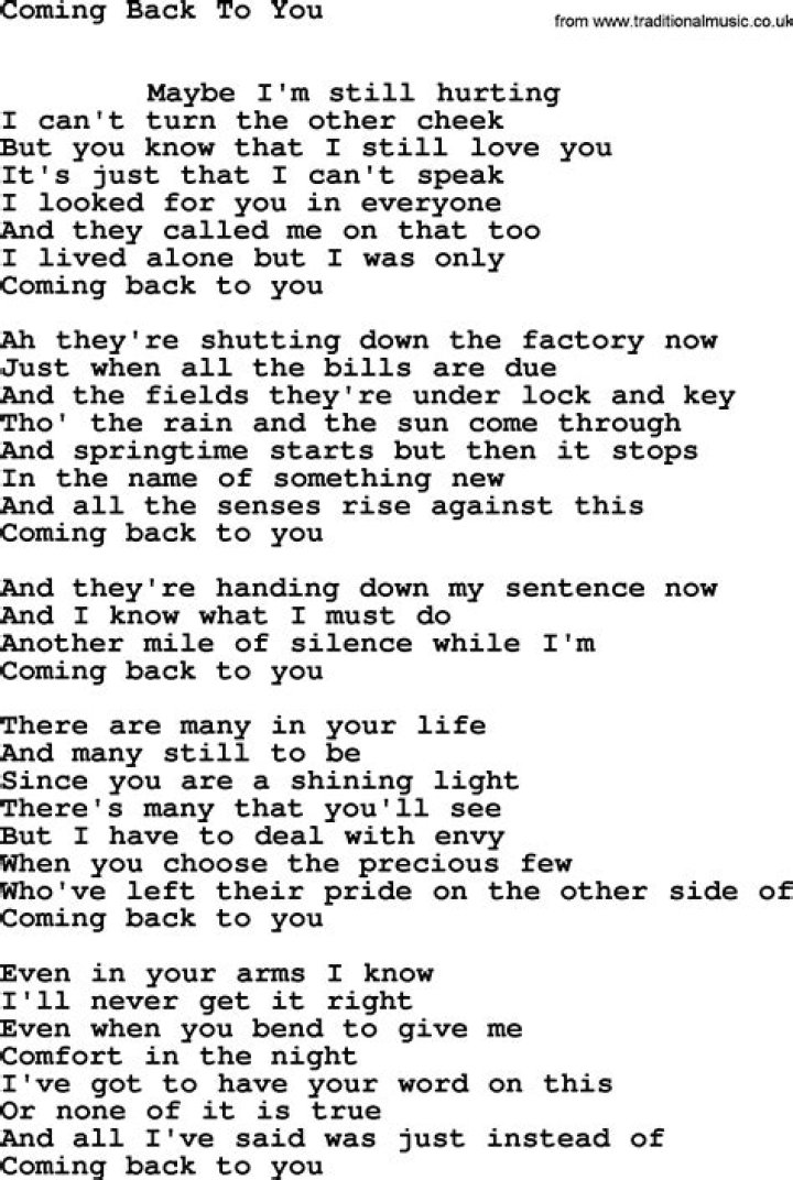 I’m coming back to you lyrics
