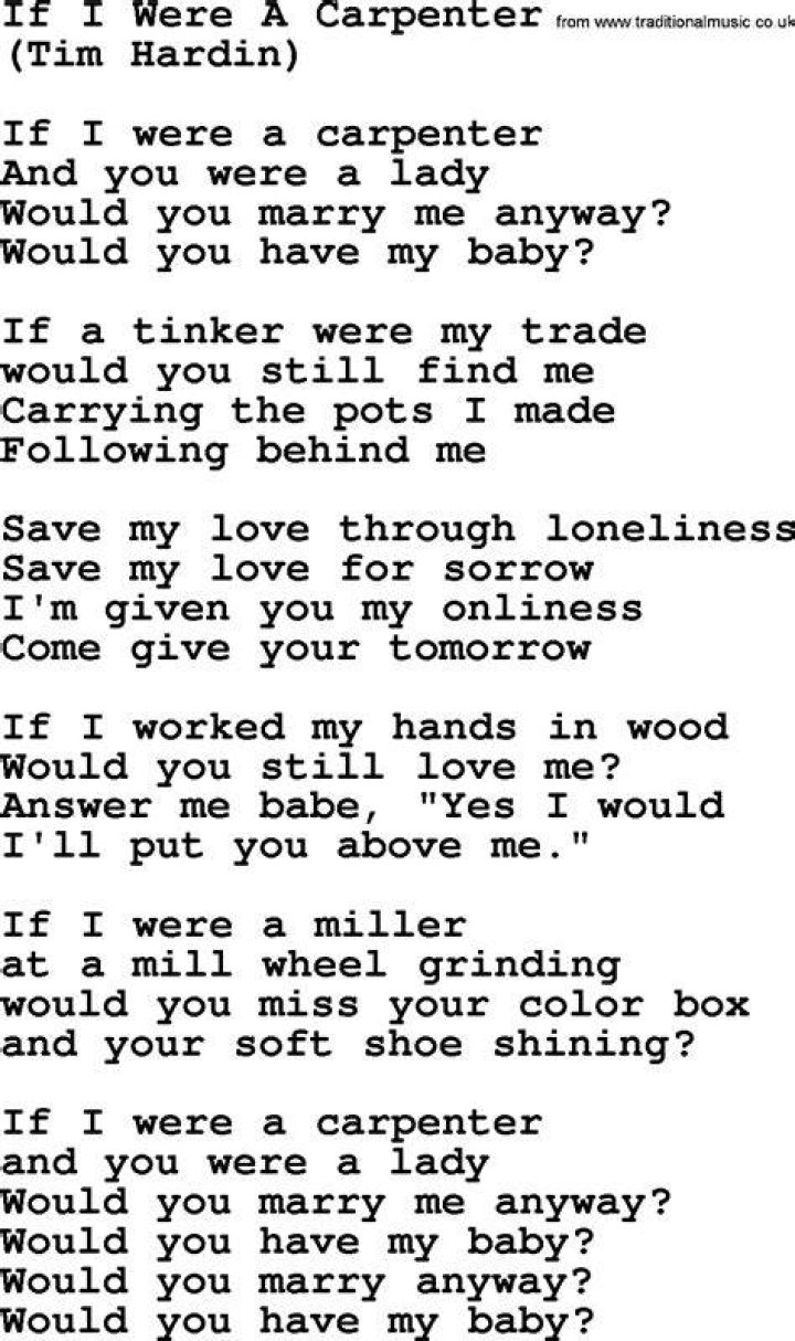 If i were a carpenter lyrics