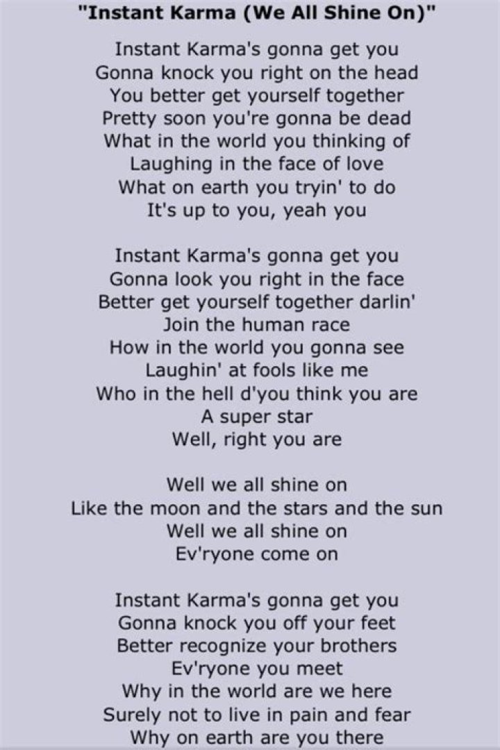 Instant karma mp3 lyrics
