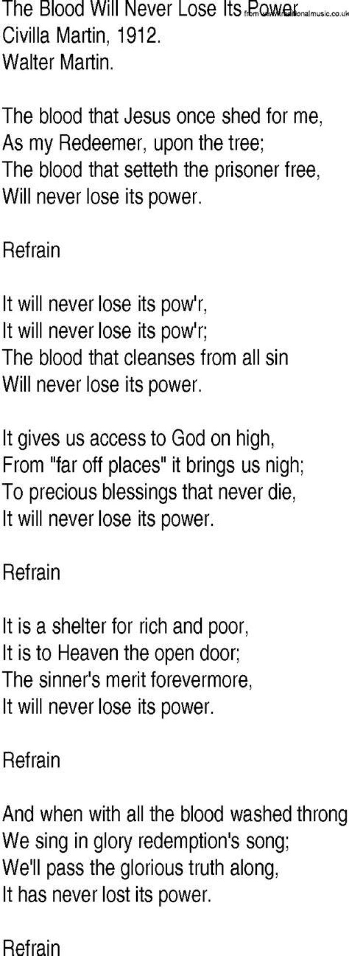 It shall never lose its power lyrics