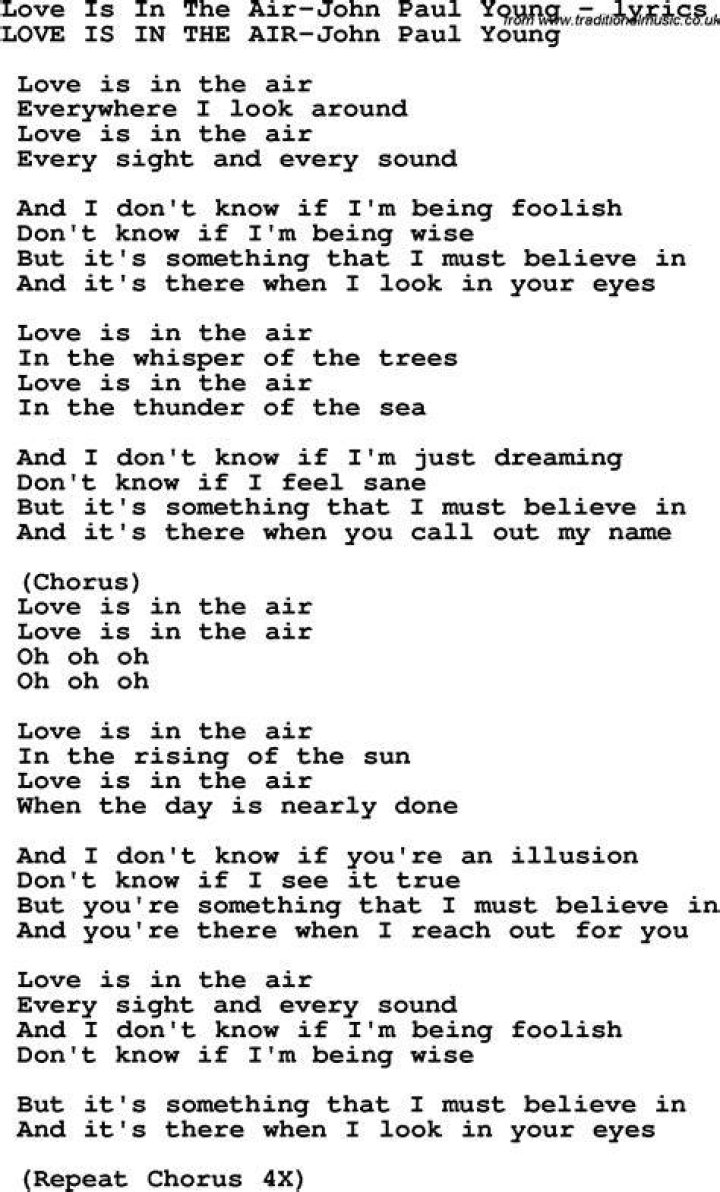 Love is the air lyrics