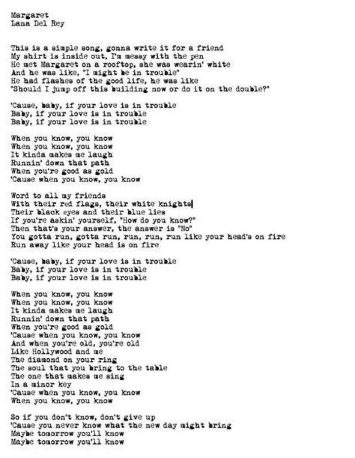 Margaret lana lyrics