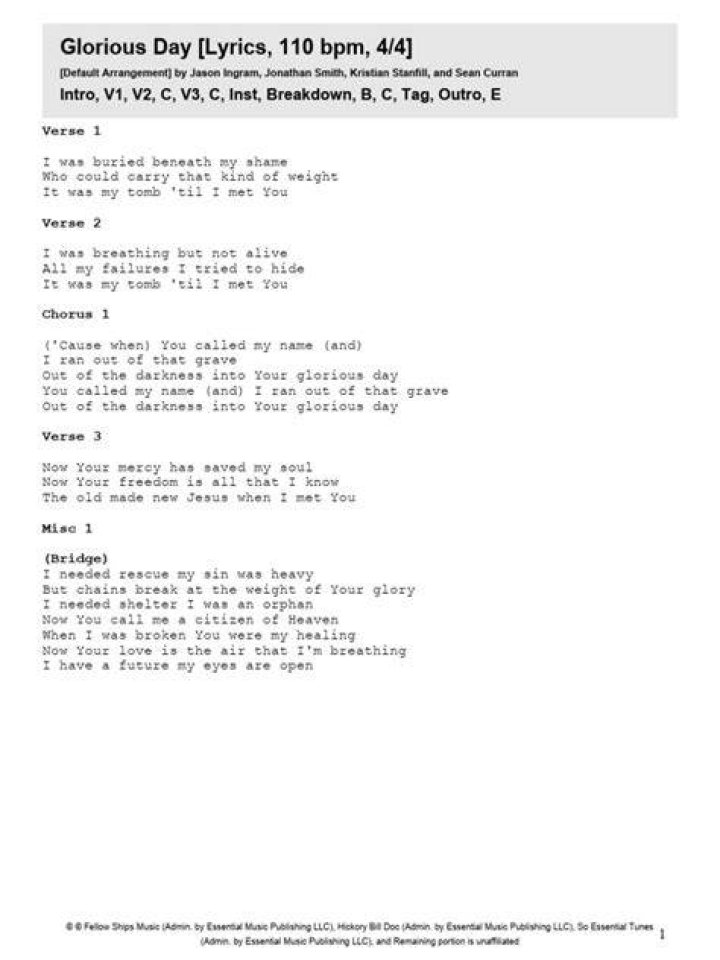 Praise and harmony glorious day lyrics