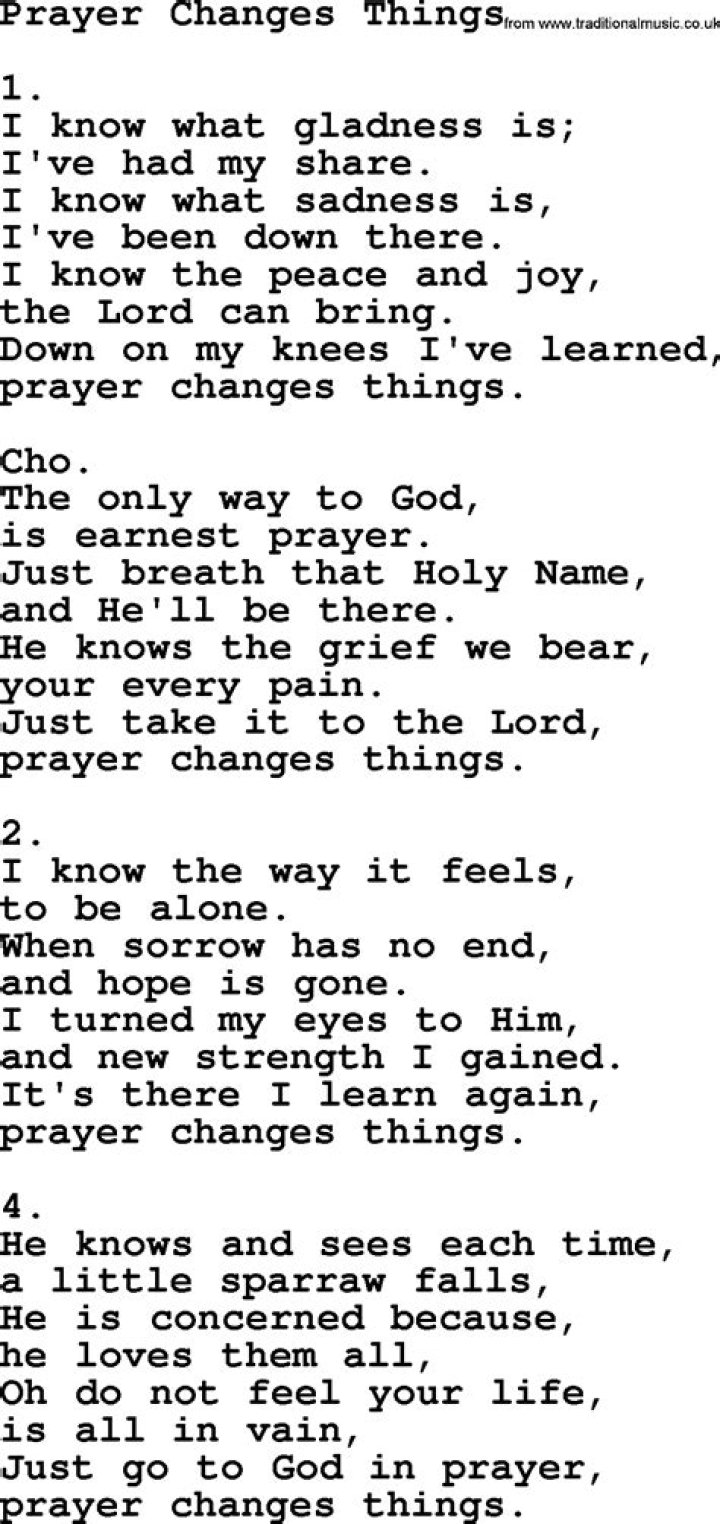 Prayer will prayer will prayer will change things lyrics