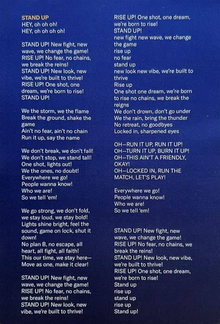 Rise up hands up stand up lyrics