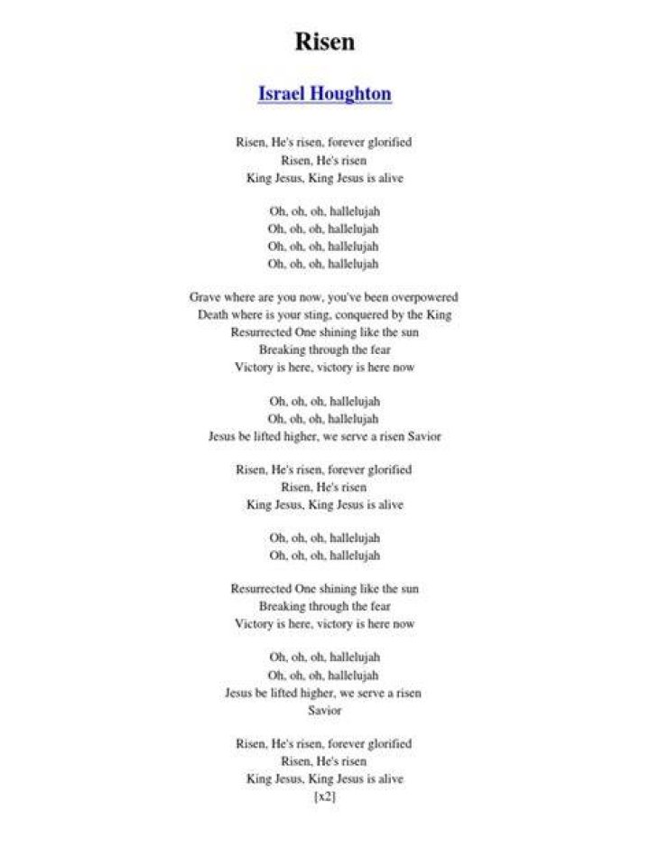 Risen by israel lyrics