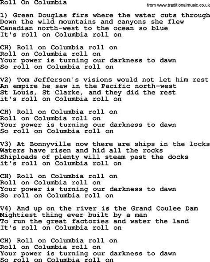 Roll on columbia lyrics