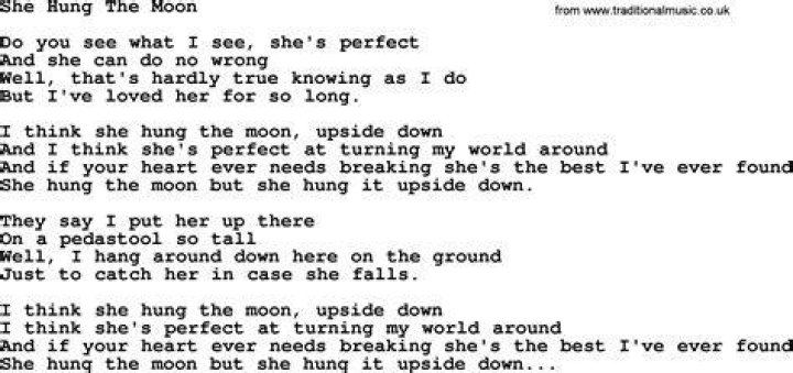 She thinks i hung the moon lyrics