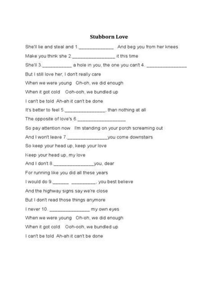 Stubborn love jmcim lyrics