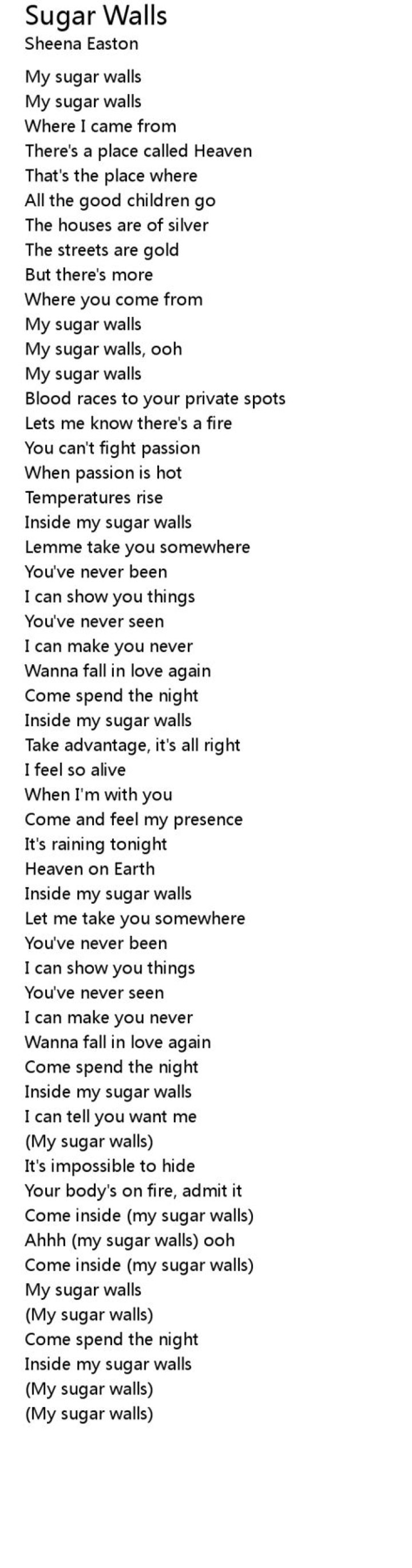 Sugar walls lyrics