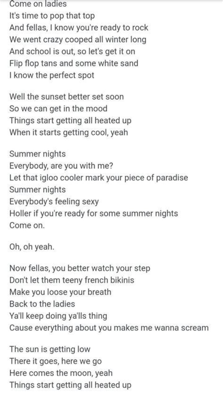Summer days and summer nights lyrics