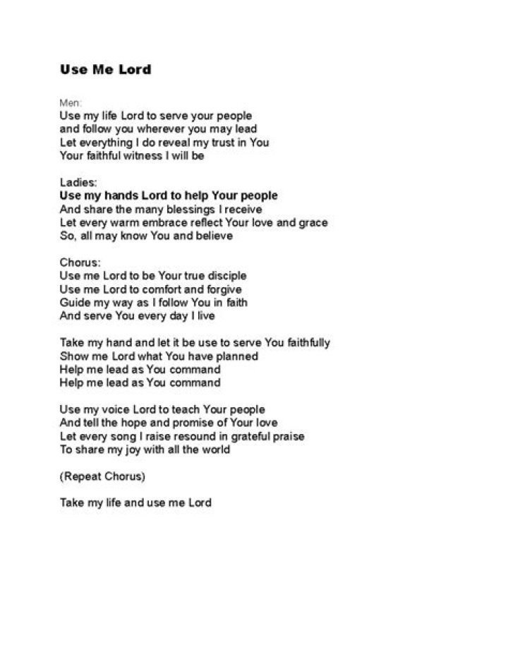 Use me lord in thy service lyrics
