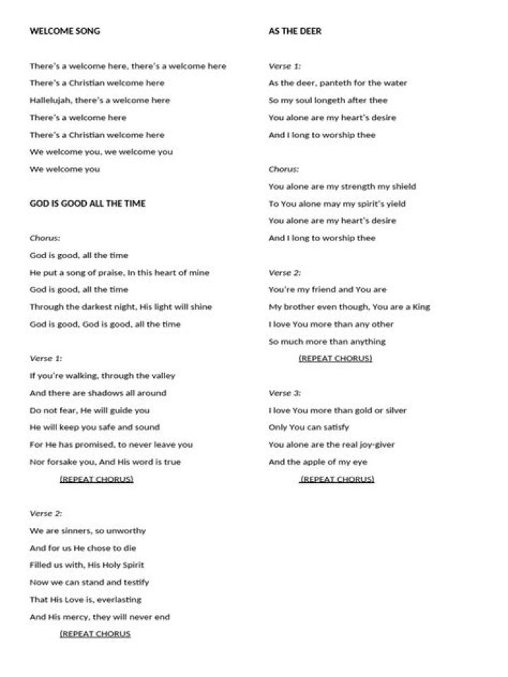 Welcome song for guest lyrics