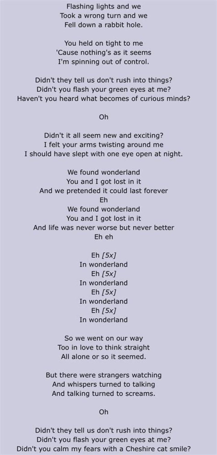 Wonderland taylor swift lyrics